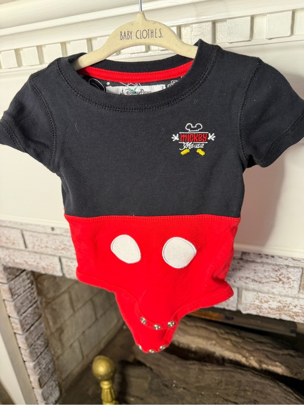 Disney Parks Black and Red Mickey Mouse Infant One-Piece Bodysuit
